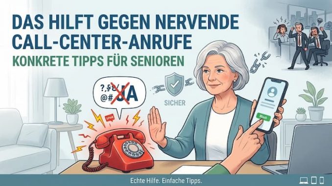 Frau wird von einem Call-Center angerufen/ Call-Center-Anrufe abwehren