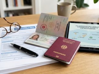 Schreibtisch mit Formularen/ Deutsche Rente in Spanien versteuern